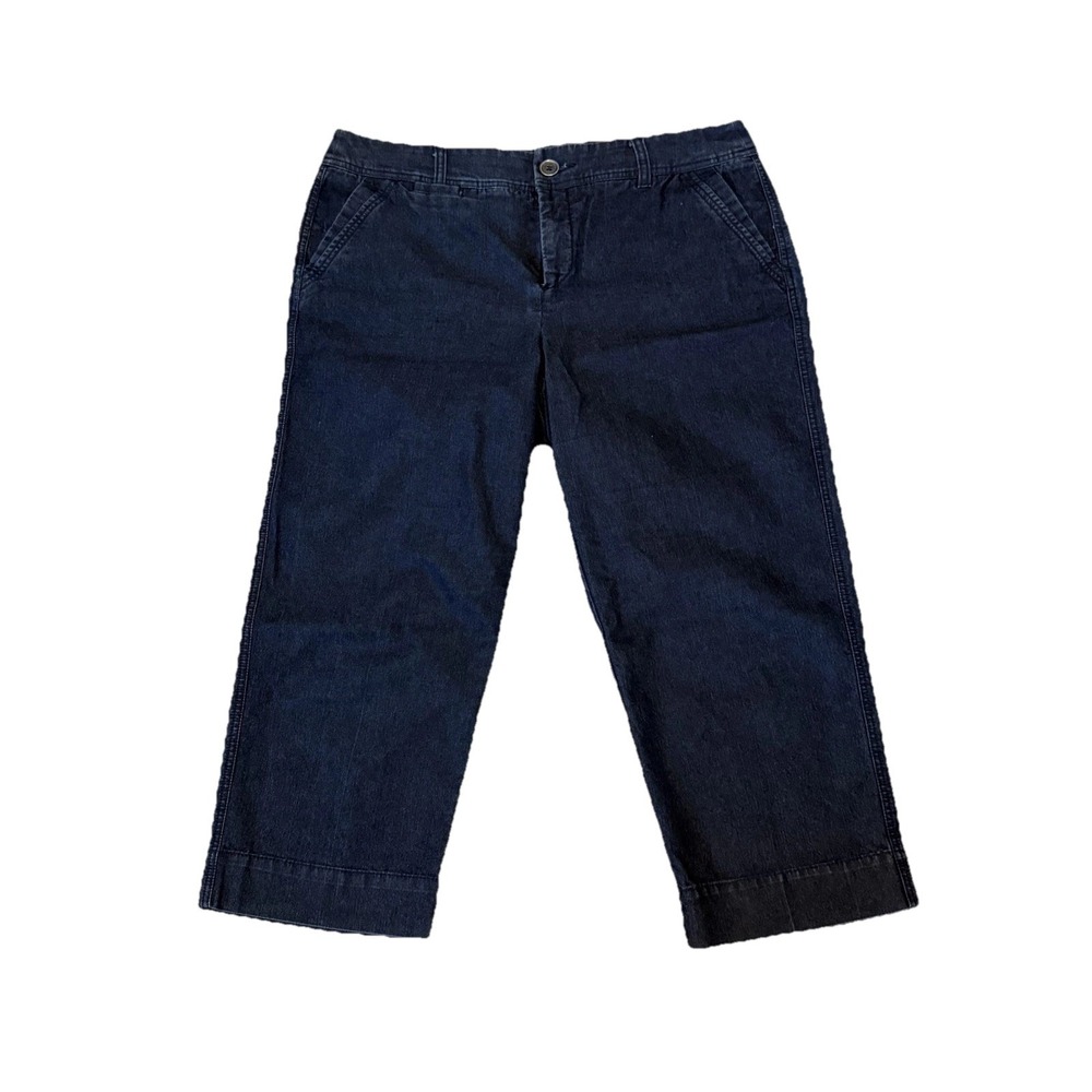 Khakis & Company Women's Size 12 Dark Wash Blue Denim Capris Jeans